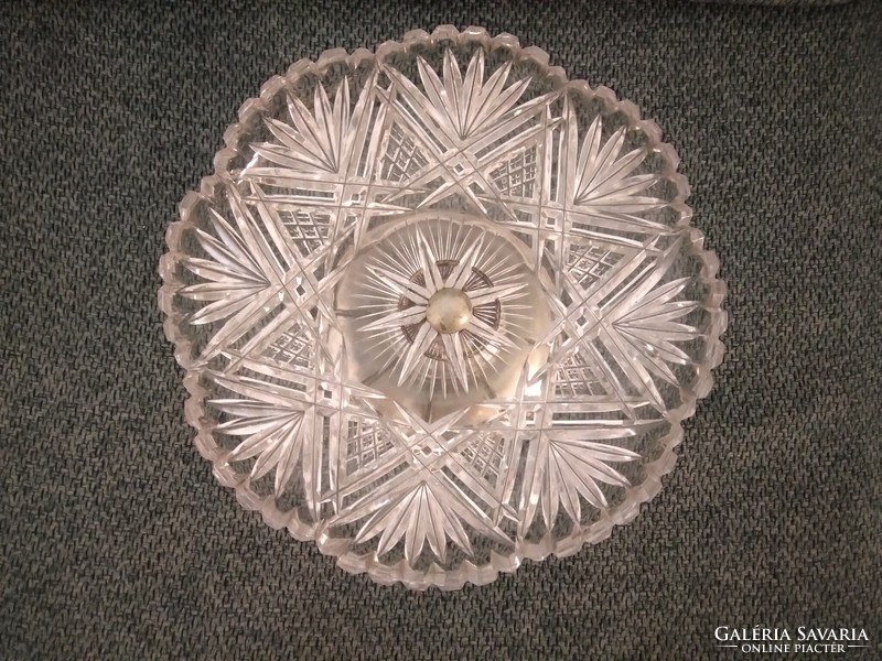 Crystal tray with metal base