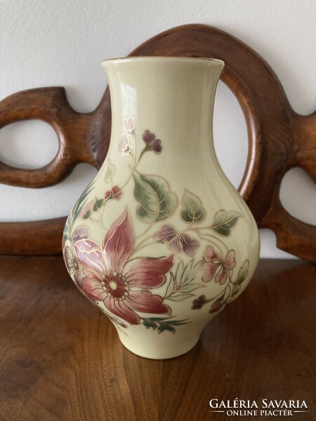 Zsolnay porcelain belly vase, richly decorated with flowers