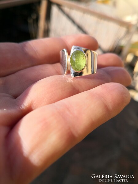 Beautiful silver ring with green tourmaline stones