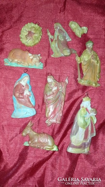 Kis karácsonyfadíszek, festett gipsz betlehem  kollekció