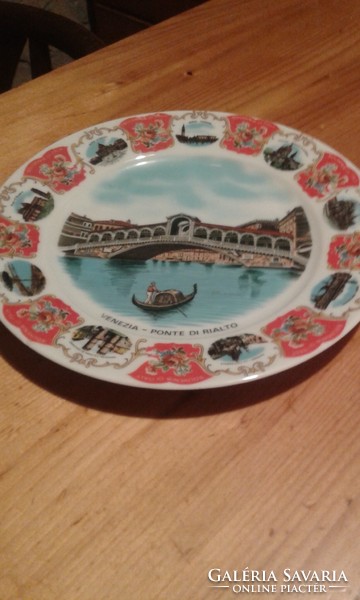 Porcelán tányér Velencéből - a Sóhajok Hídjáról