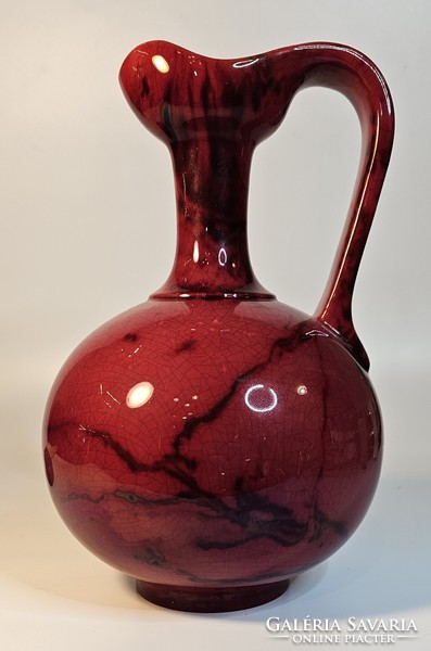 Zsolnay, red and black glazed jug