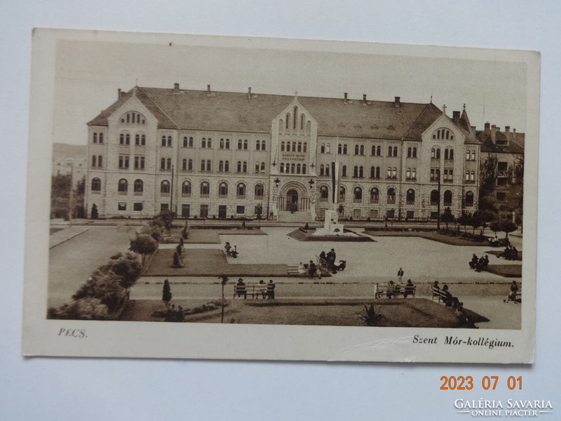 Old postmarked postcard: Pécs, Szent Mór College