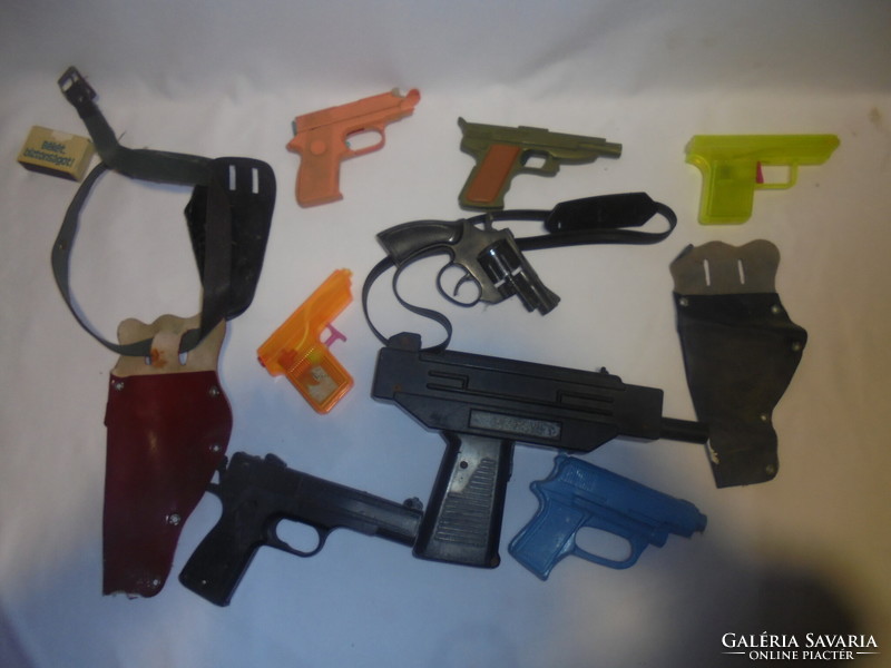 Retro toy pistols, holders - together - found condition, for repair, replacement