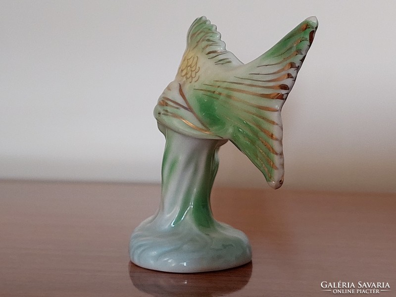 Régi Hollóházi porcelán zöld halacska ponty hal