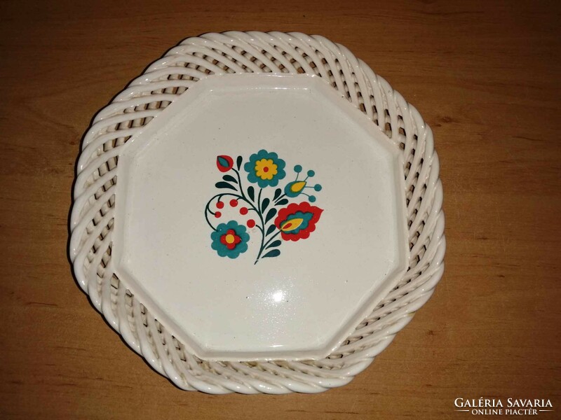 Bodrogkeresztúr ceramic bowl with openwork edge - dia. 20.5 cm (n)