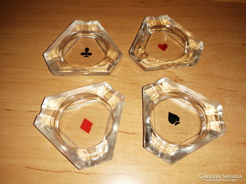 Retro French card pattern glass ashtray ashtray set in original box (afp)