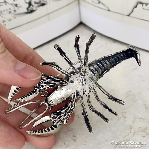 800 silver crayfish figurine, with Hungarian hallmark, video available