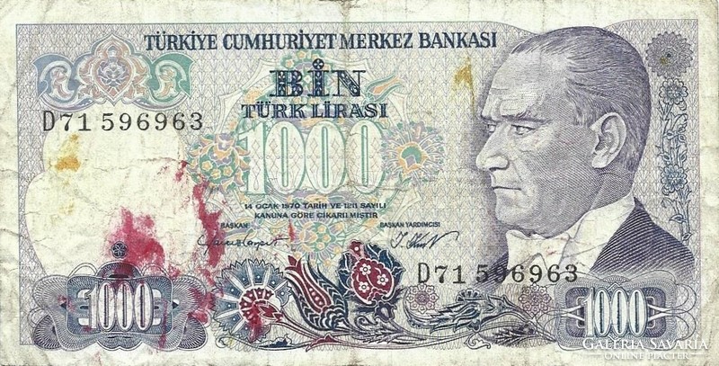 1000 Lira 1970 Turkey 1.