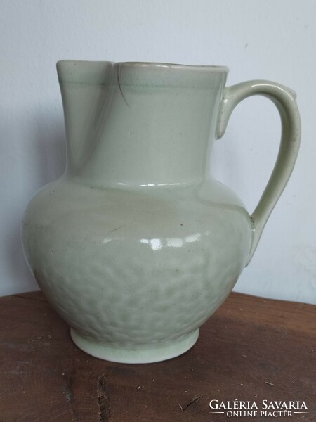 Antique Zsolnay slightly green jug marked 19th century