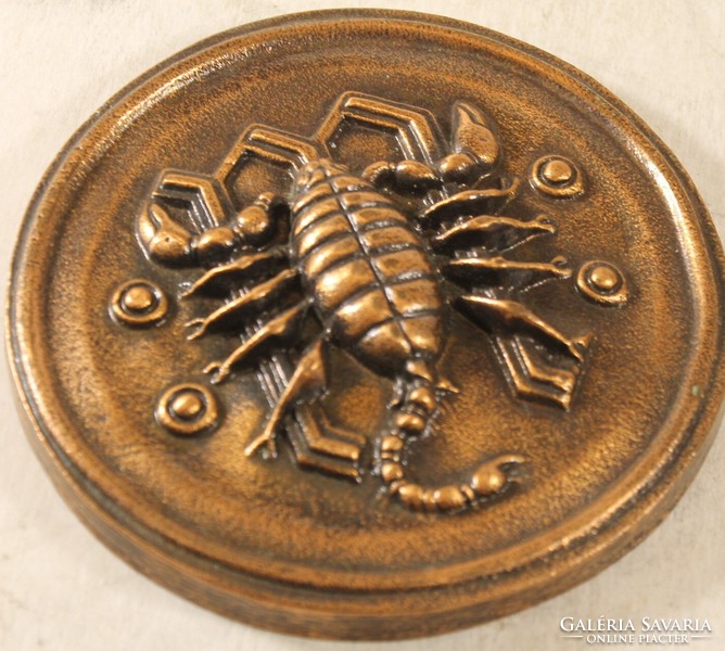 Bronzed iron scorpion sign plaque - scorpion zodiac sign