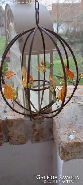 Can be hung, spherical - rusty effect - candle holder