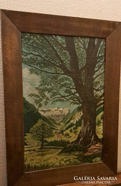 Soldier Nándor: mountain landscape. Oil on canvas with original frame