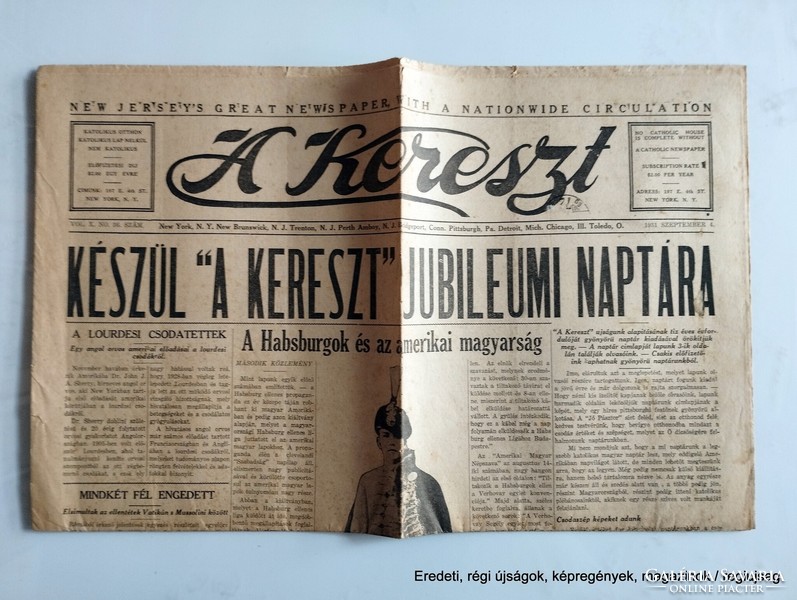 1931 szeptember 4  /  A Kereszt  /  Ajándékba :-) Eredeti, régi ÚJSÁG Ssz.:  26574