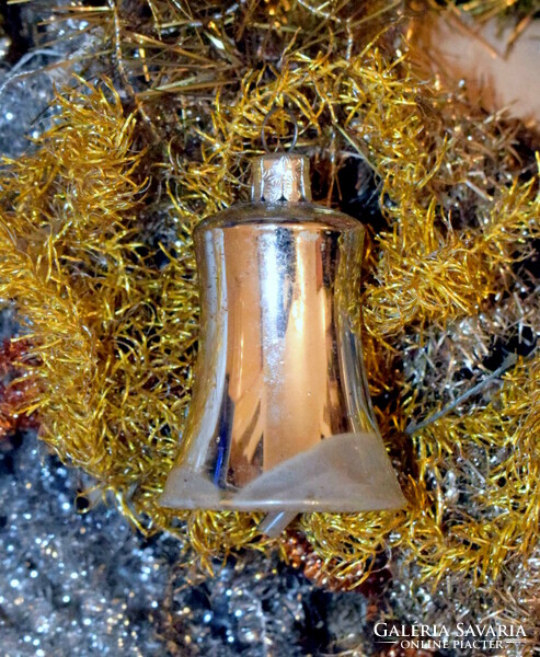Régi foncsorhibás csilingelő üveg csengő karácsonyfadísz