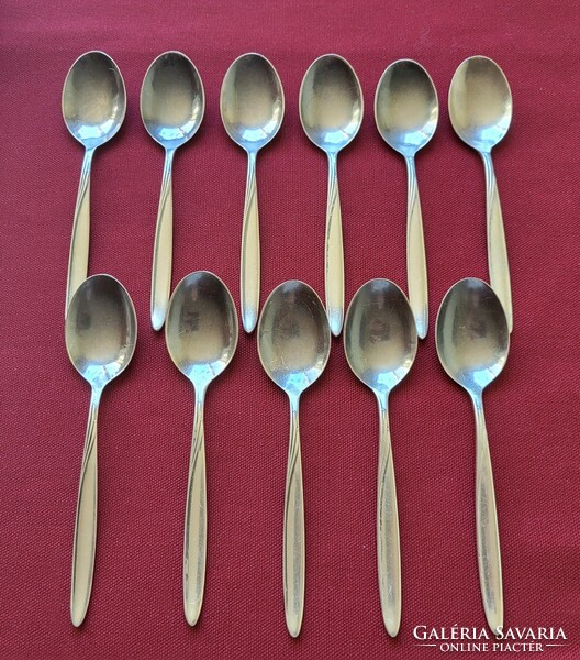11 silver-plated small spoons, cake forks, oka 90-21 markings, silver-colored cutlery