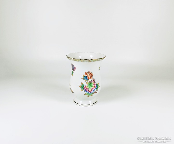 Herend, victoria (vbo) pattern baroque vase 12 cm., Flawless! (D007)