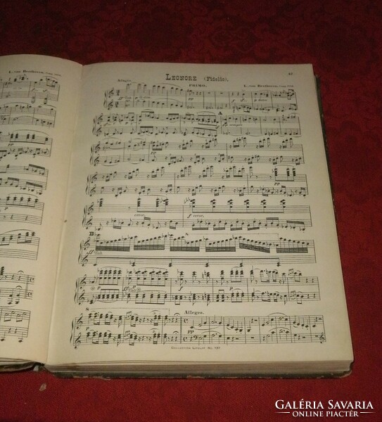Old piano sheet music, 4 hands, around 1870, Beethoven, Weber, Mozart, Brahms
