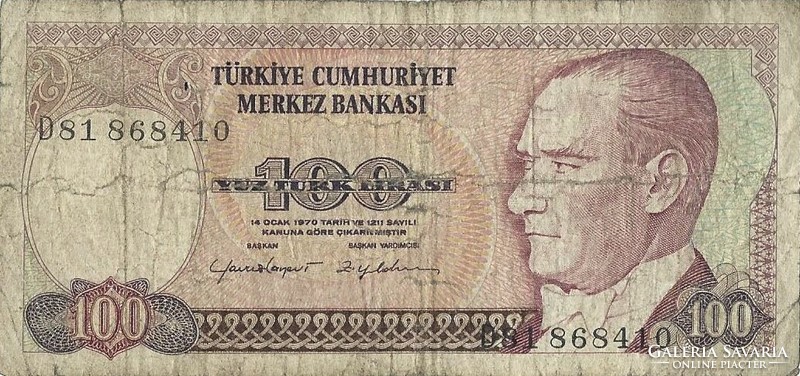 100 Lira 1970 Turkey 1.
