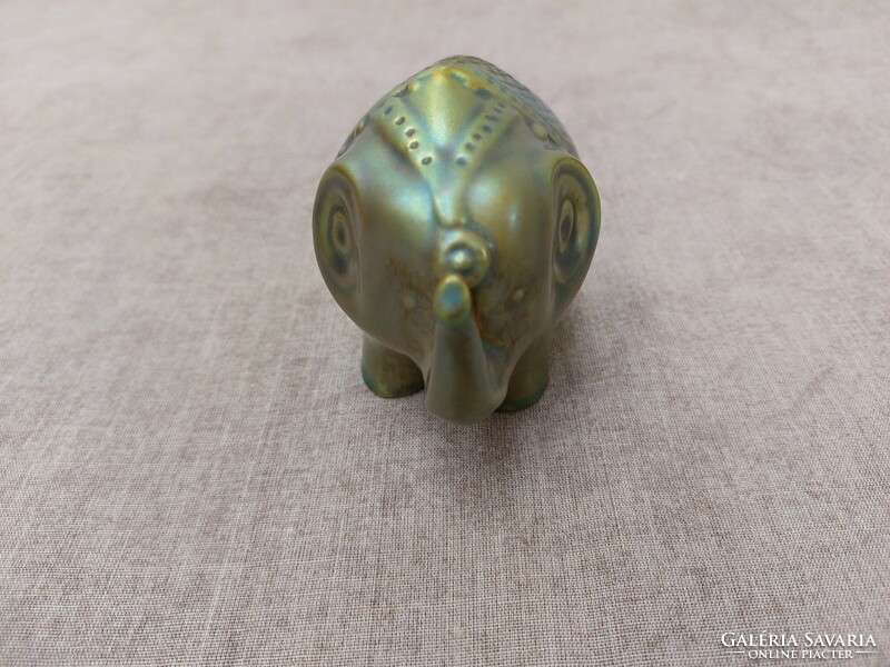 Zsolnay porcelán figura, eozin mázas elefánt