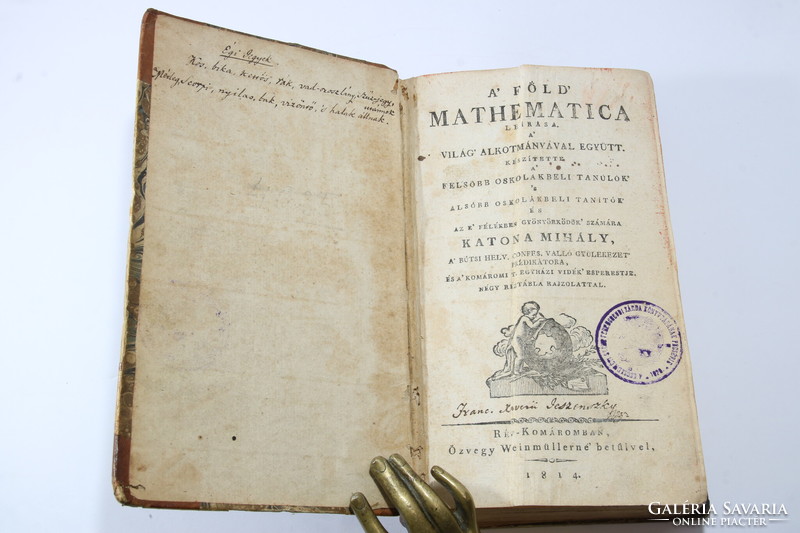 1814 - Rév-Komárom - A Föld mathematica leírása - Katona Mihály - Szép félbőr kötésben metszetekkel!