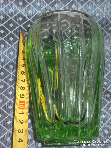 Uranium green art deco style glass vase