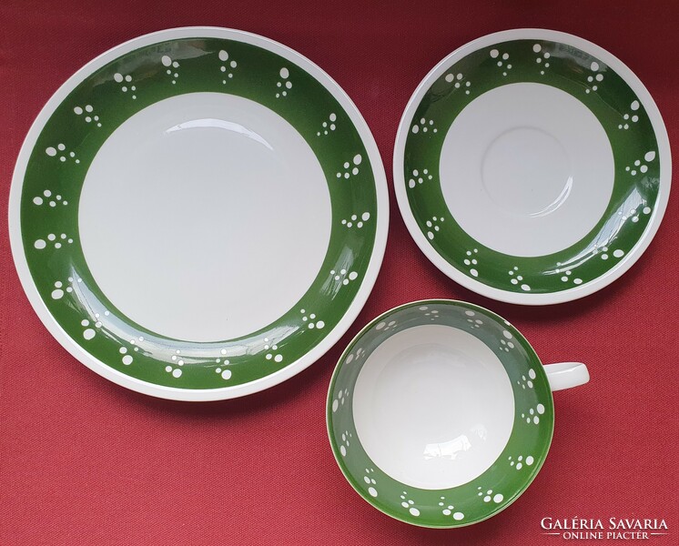 Lettin German porcelain coffee tea breakfast set cup saucer small plate plate polka dot
