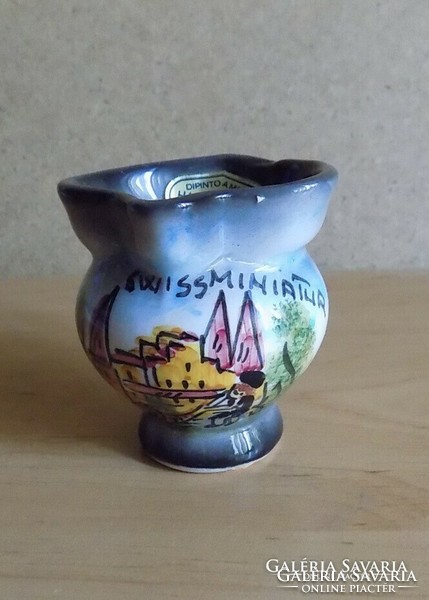 Switzerland swissminiatur memorial tiny porcelain jug hand painted 5.5 cm (2 / p)