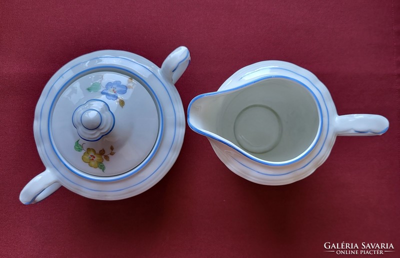 Kahla German porcelain sugar milk cream pouring set with flower pattern