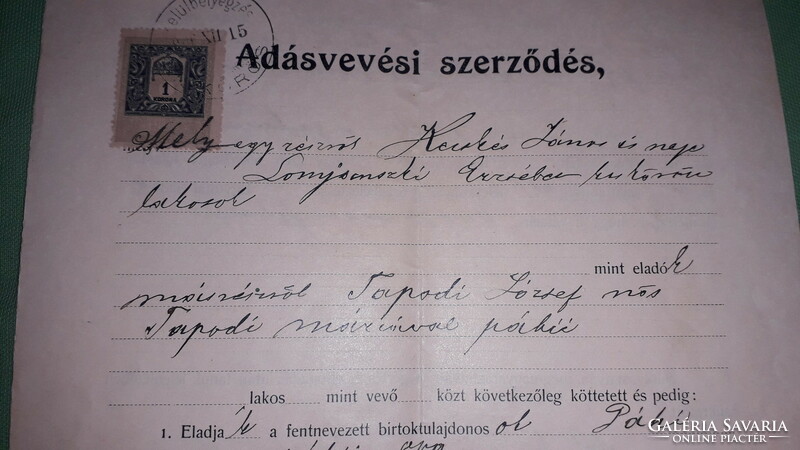 1904. Antique sales contract Kiskőrös Royal District Court according to the pictures 2.