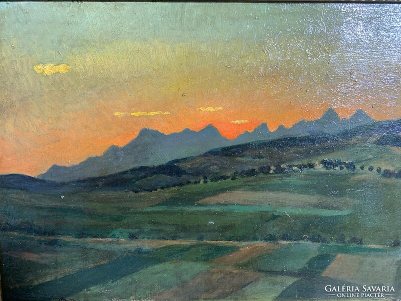 Katona Nándor 1892 Tatra jelzéssel olaj, kartonon festmény, 38 x 48 cm. 0280