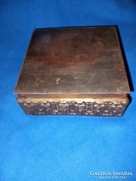 Sándor Móga industrial art marked red copper bronze box gift box