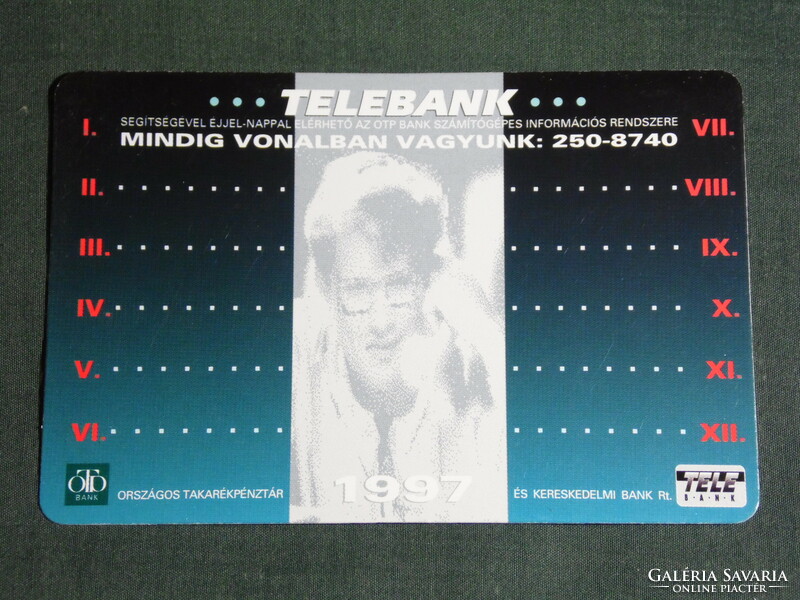 Kártyanaptár, OTP takarékpénztár, bank, telebank,  1997,   (5)