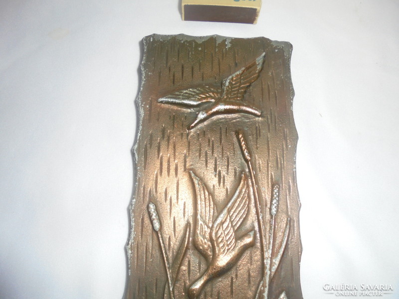 Embossed metal wall picture - reed with birds