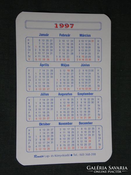 Card calendar, Pécs szézteza út butcher shop, 1997, (5)