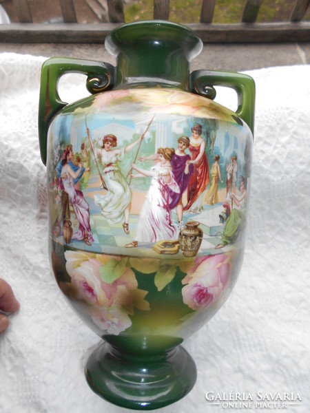 Antik jelenetes  korsó alak  váza -  magasság 21 cm