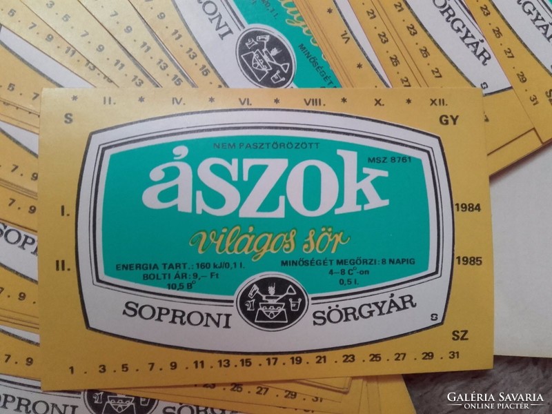 1984-85 Soproni Ászok sörcimkék eredeti nyomdai állapotban !!!