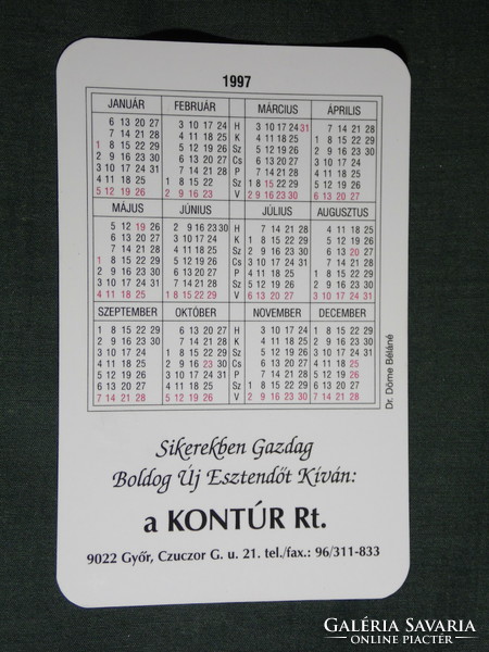 Kártyanaptár, Kontúr vas és barkácsáruházak, Győr, Mosonmagyaróvár,Sopron,  1997,   (5)
