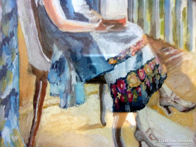 Pensive woman - watercolor painting