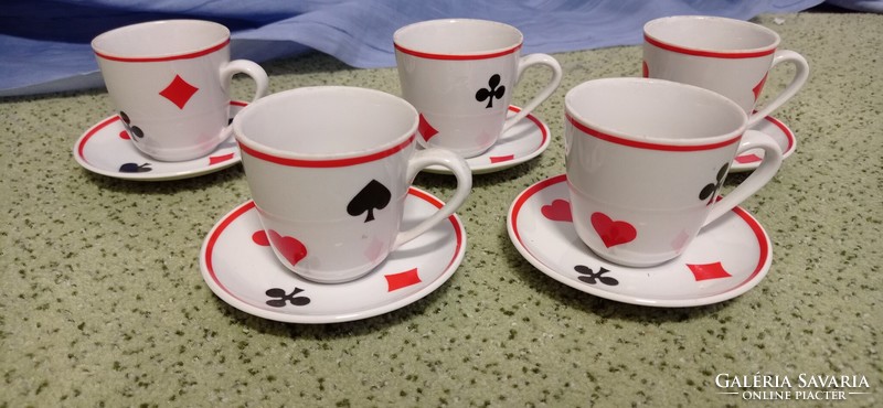 Zsolnay, póker csészék,  francia kártyás, kávés csészék