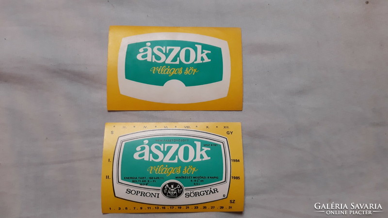 Misprinted 1984-85 Sopron aces beer labels in original condition !!!