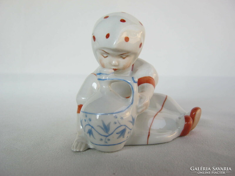 Zsolnay porcelain little girl with a jug