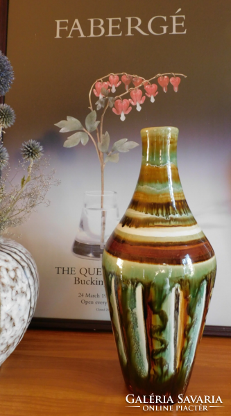 Retro industrial artist ceramic vase with earth colors 37.5 Cm