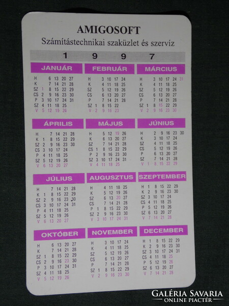 Kártyanaptár, Amigo számítástechnikai üzlet, Pilisvörösvár, ünnepi,  1997,   (5)