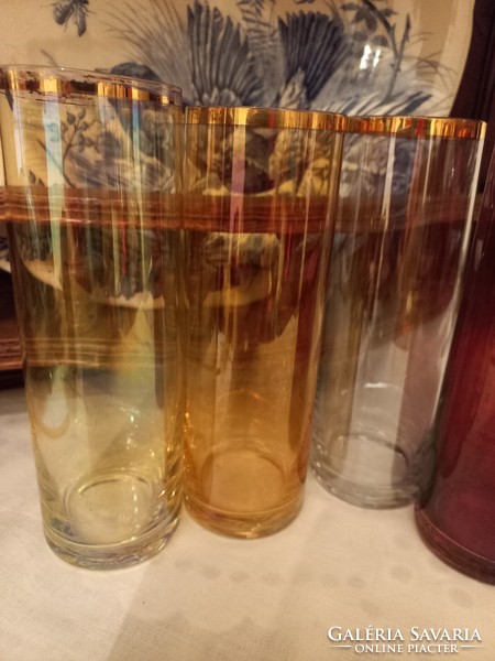 Old retro colorful iridescent glass glasses