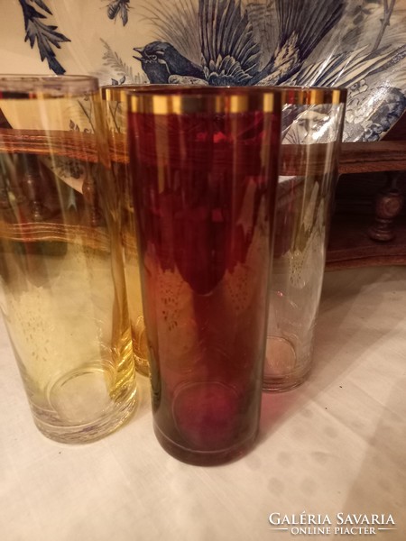 Régi retro színes irizáló üvegpoharak