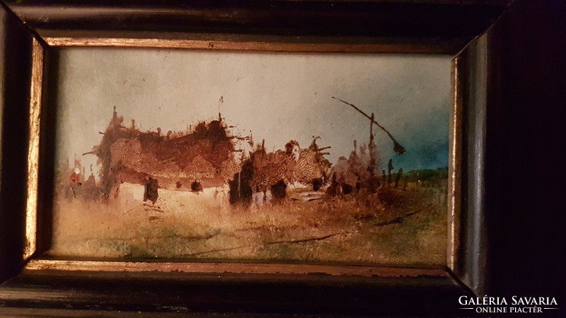 Painting miniature (farm world) painted with warm colors, in a nice frame--showy---