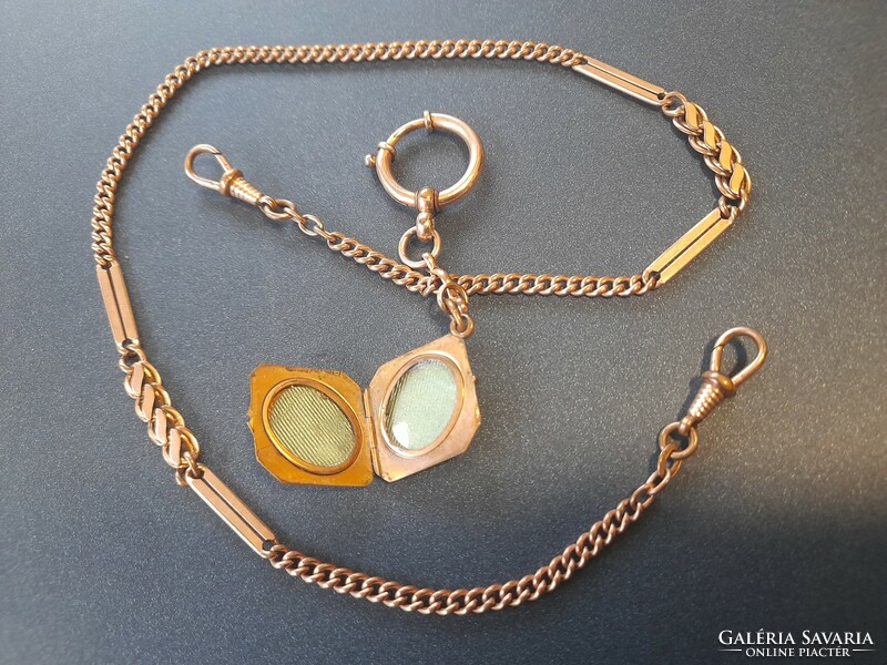 Pocket chain, gold-plated, with photo pendant. 46 cm. There is mail!
