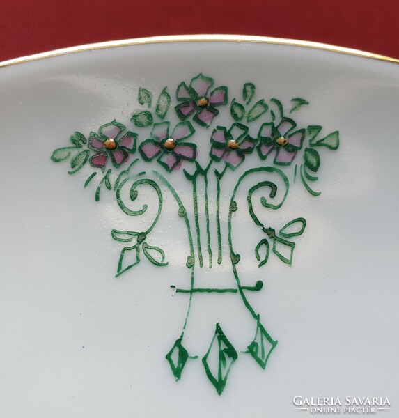 4db Bavaria német porcelán kézzel festett tányér kistányér süteményes virág mintával