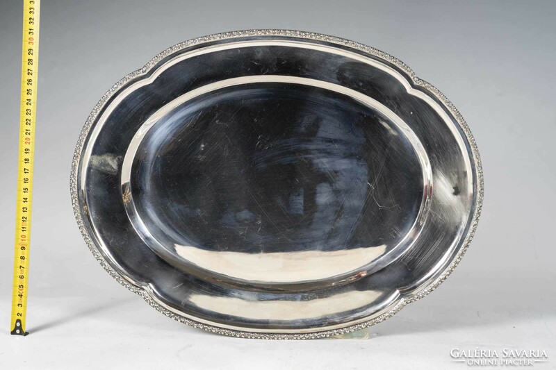 Large silver tray with bordered edge